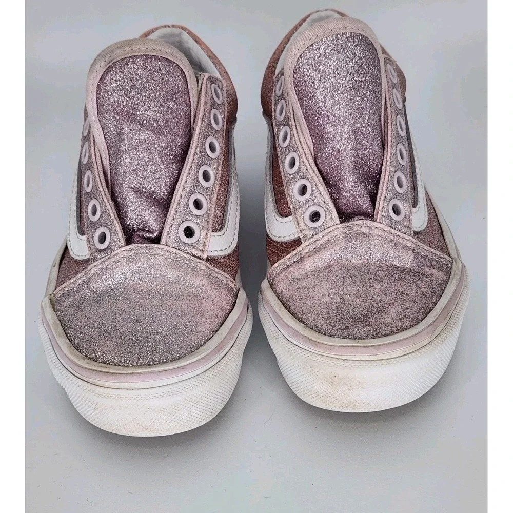 VANS OFF The WALL GIRLS SIZE 13‎ PINK SPARKLE Tie SNEAKERS SHOES GLITTER